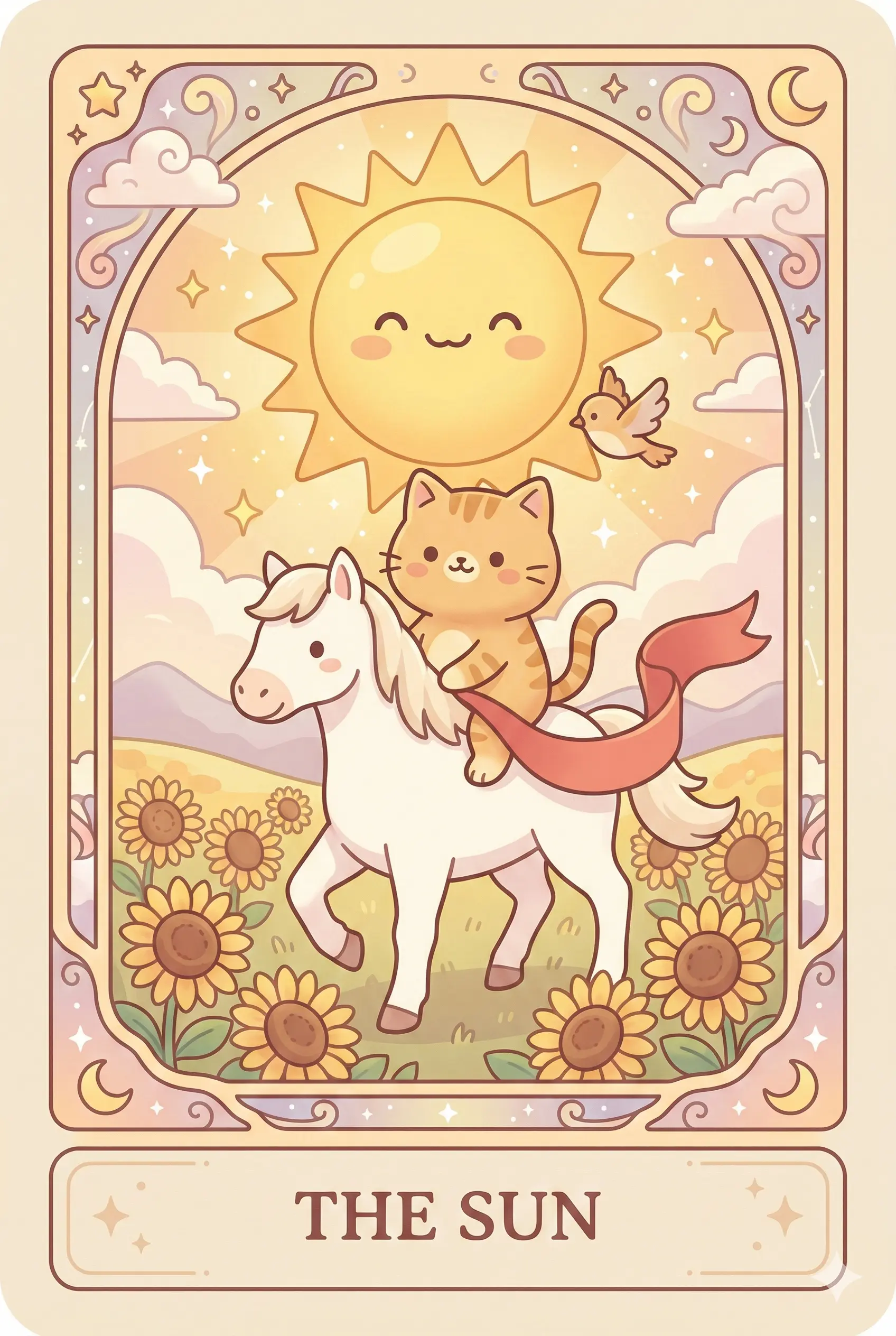 The Sun card from the Moonmallow cat tarot deck